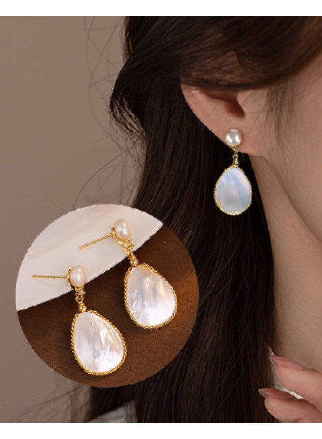 pincai Earrings Studs Women Natural Freshwater Oval Ear Accessories Retro Style Elegant High-end Sense Light Luxury Versatile Jewelry - Image 1