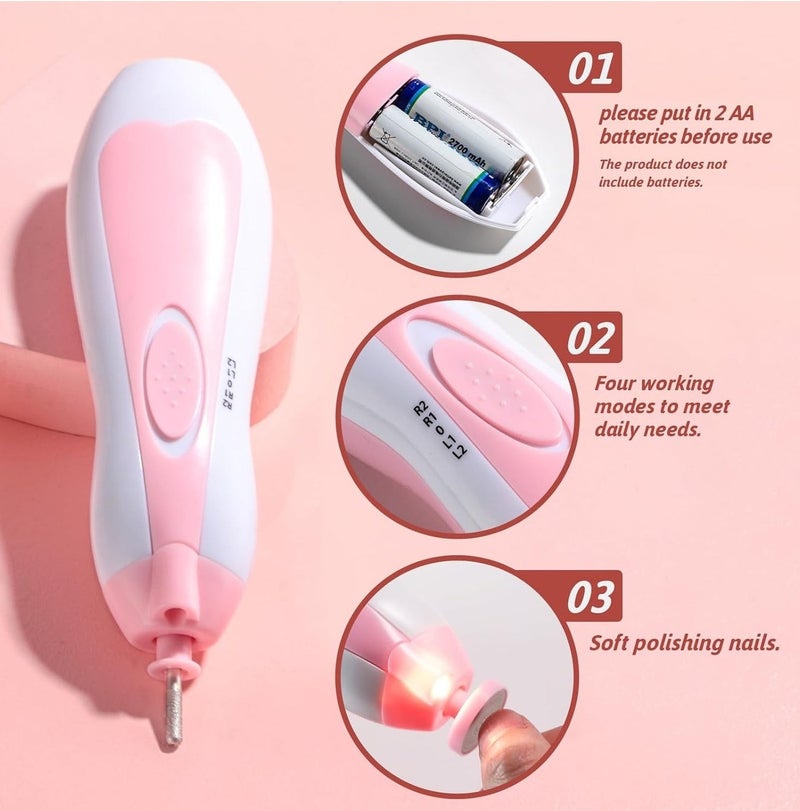 6-In-1 Electric Nail File Trimmer Tool Kit With LED Light For Children 155x86x52mm - Image 3