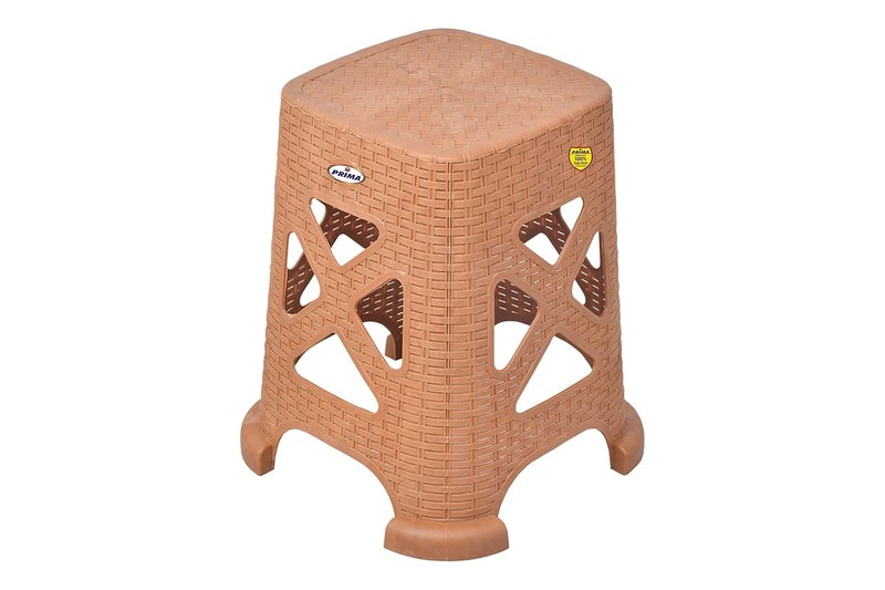 Prima Durable Moulded Plastic Rattan 1 Stool NonSlip Standard Size for Home Garden with high Load Capacity Set of 1 Sandalwood - Image 4