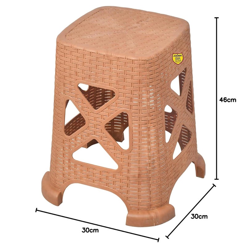 Prima Durable Moulded Plastic Rattan 1 Stool NonSlip Standard Size for Home Garden with high Load Capacity Set of 1 Sandalwood - Image 2