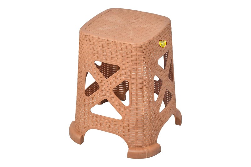 Prima Durable Moulded Plastic Rattan 1 Stool NonSlip Standard Size for Home Garden with high Load Capacity Set of 1 Sandalwood - Image 5