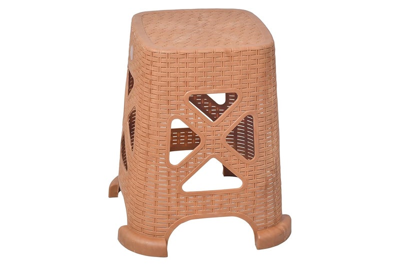 Prima Durable Moulded Plastic Rattan 1 Stool NonSlip Standard Size for Home Garden with high Load Capacity Set of 1 Sandalwood - Image 1