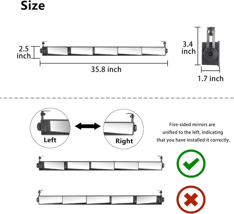 10L0L Universal Golf Cart 5 Panel Mirror for EZGO, Club Car, Wide Angle Rear View Blind Spot Wink Mirror, Compatible with Car SUV Van Truck, etc - Image 3