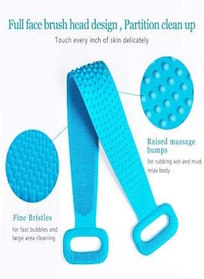 JAYI Jay Silicone Body Back Scrubber Belt | Double Sided Bathing Brush | for Dead Skin Deep Cleaning Massage Exfoliating Belt for Shower | for Men & Women | Multicolor. - Image 3