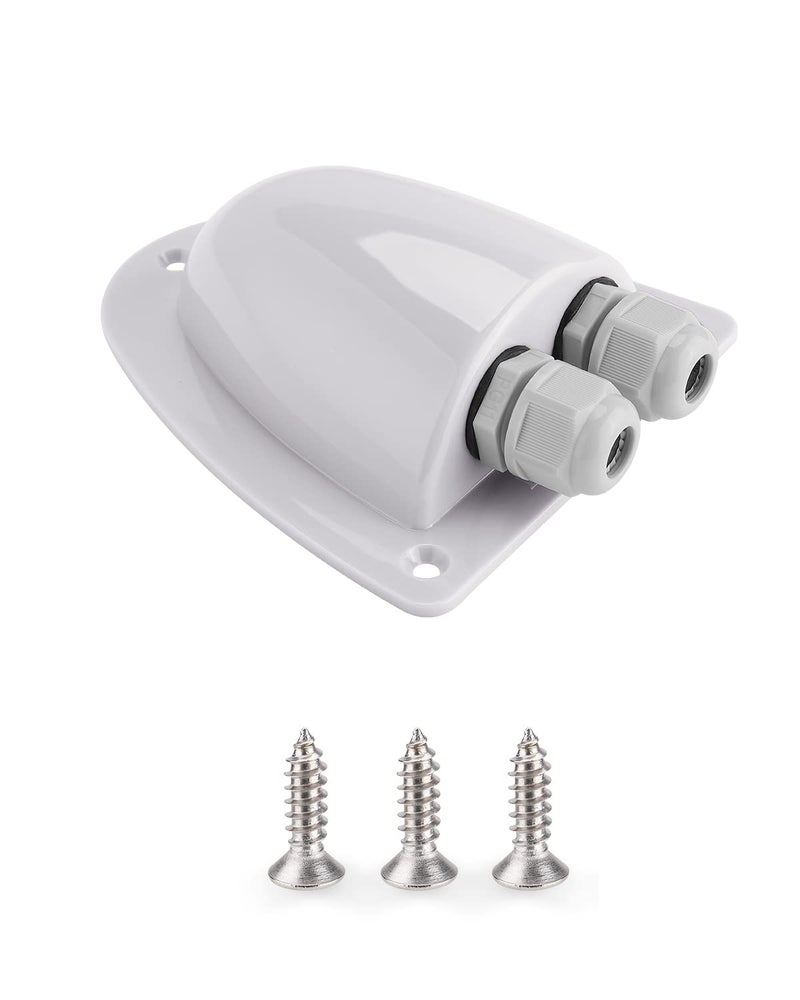 BougeRV White Solar Double Cable Entry Gland Box, RV roof Waterproof ABS Solar Entry housing for RVs, Boats, Yacht, Roofs（White） - Image 1