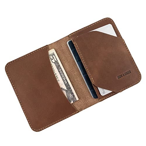 Hide & Drink, Bifold Card Wallet Diagonal Handmade from Full Grain Leather, Classy Compact Storage, Professional, Cash Organizer, Accessories - Single Malt Mahogany - Image 5