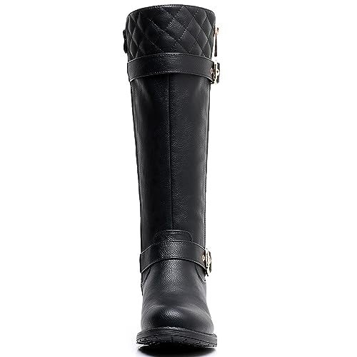 GLOBALWIN بوتات نسائية سوداء مزخرفة حتى الركبة من GLOBALWIN بكعب منخفض مريحة وعصرية للنساء مقاس 8.5M - Image 4