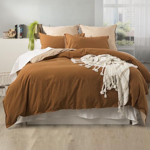 S&S غطاء لحاف صوف مزدوج سوبر سوفت من سانديز®، 310TC دافئ، غطاء لحاف صوف/غطاء راجعي/غطاء بطانية/غطاء لحاف بحجم كينج=90x100 بوصة، غطاء بطانية شتوي (بني) - Image 1