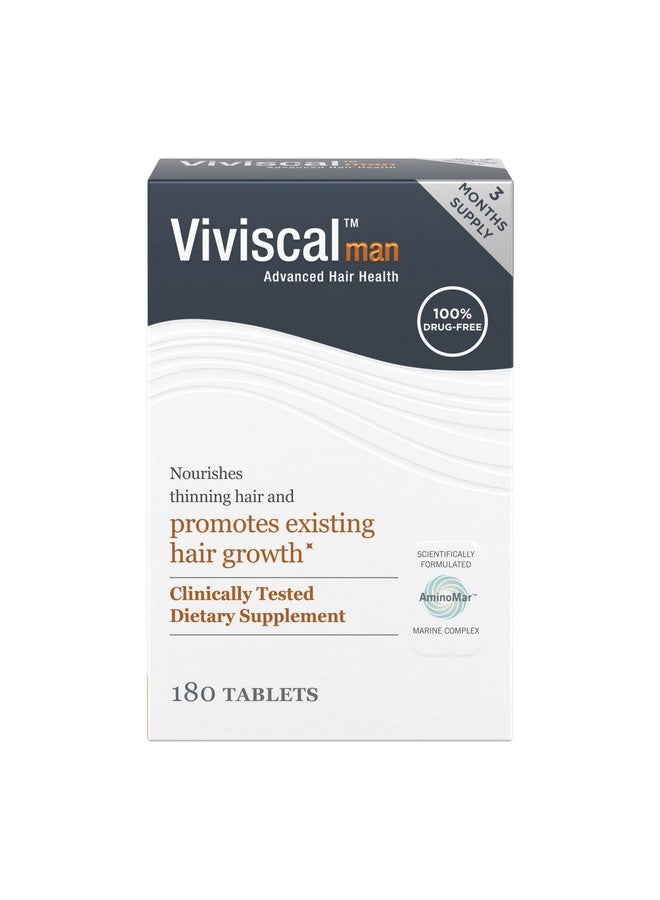 Viviscal Iviscal Men'S Hair Growth Supplements For Thicker Fuller Hair Clinically Proven With Proprietary Collagen Complex 180 Tablets 3 Month Supply  - Image 1