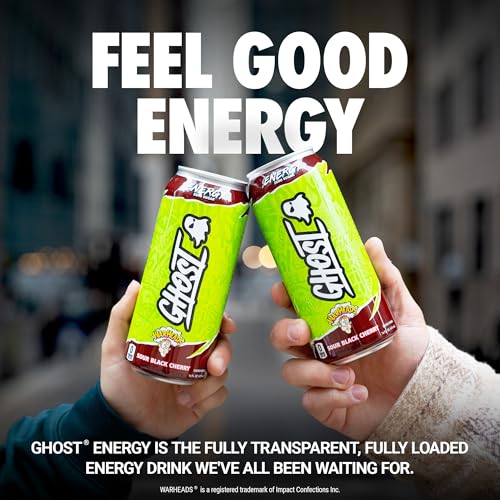 GHOST Energy Drink - 12-Pack, Warheads Sour Black Cherry, 16oz - Energy & Focus & No Artificial Colors - 200mg of Natural Caffeine, L-Carnitine & Taurine - Gluten-Free & Vegan - Image 2