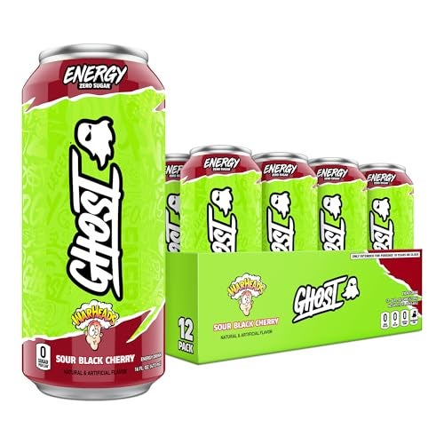 GHOST Energy Drink - 12-Pack, Warheads Sour Black Cherry, 16oz - Energy & Focus & No Artificial Colors - 200mg of Natural Caffeine, L-Carnitine & Taurine - Gluten-Free & Vegan - Image 1