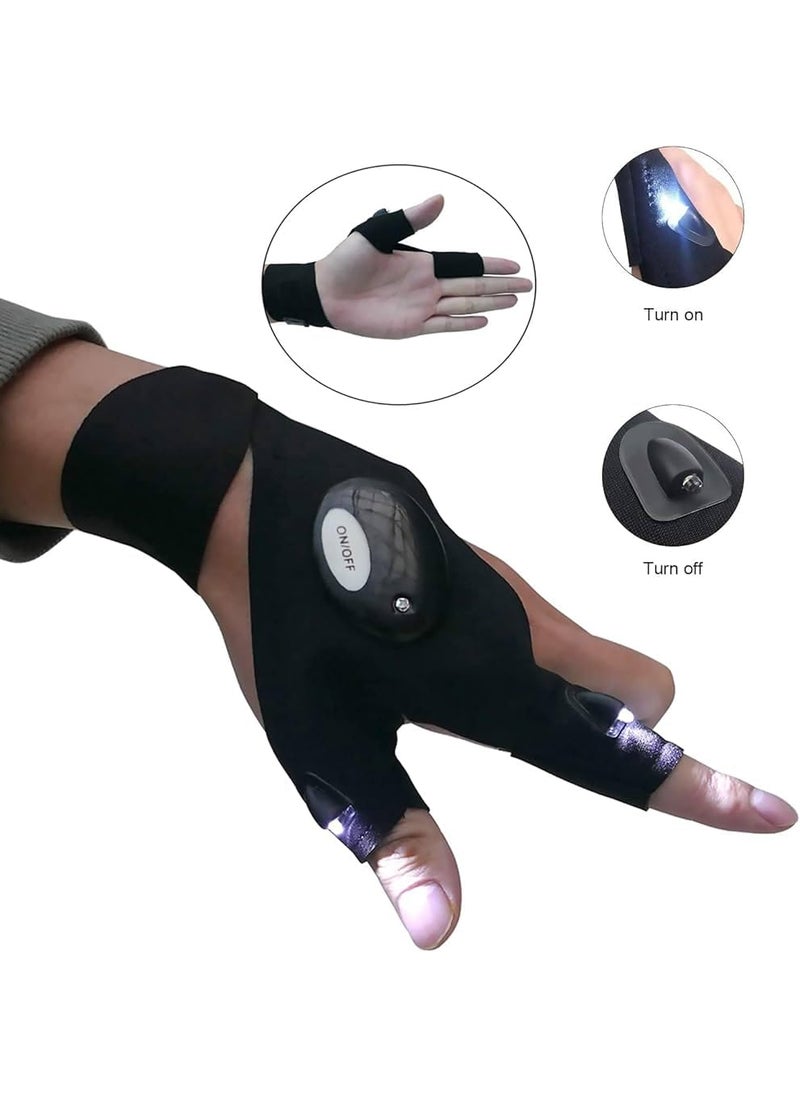 HVG TRADERS HVG TRADERS LED Flashlight Gloves Gifts for Men Light Fingerless Outdoor Fishing Gloves Tool Gadgets Gifts for Repairing Working Hand Gloves Light  - Image 2