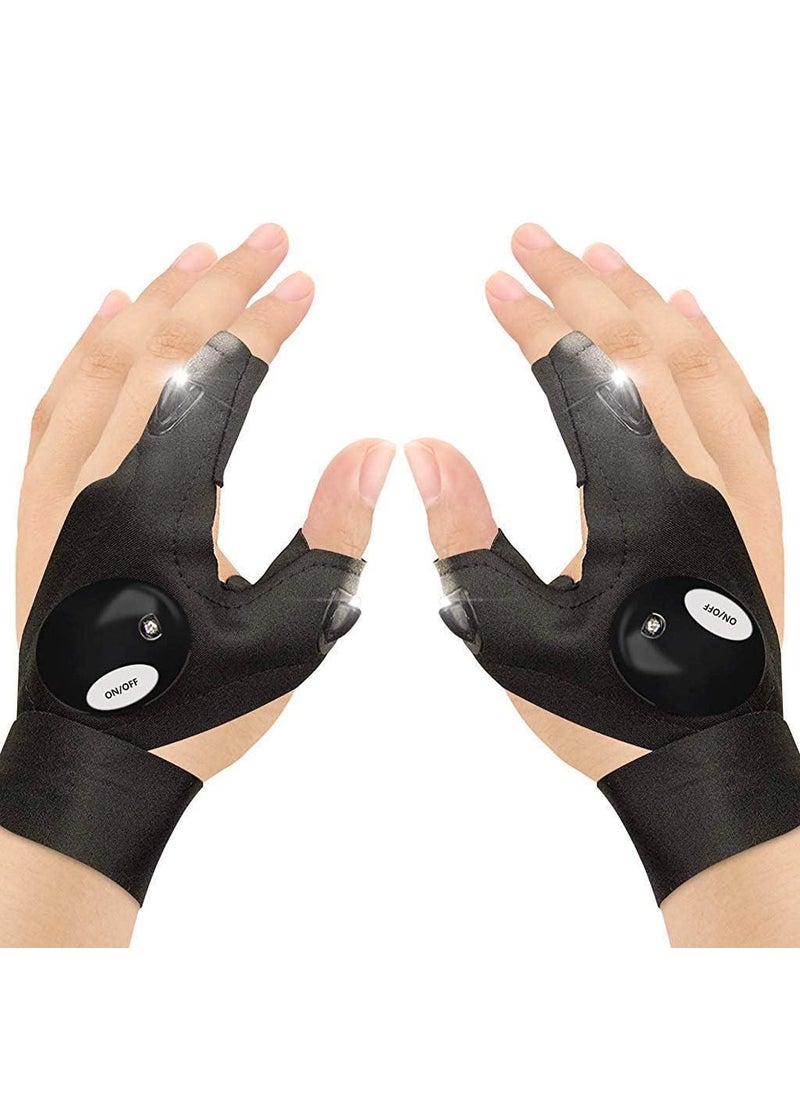 HVG TRADERS HVG TRADERS LED Flashlight Gloves Gifts for Men Light Fingerless Outdoor Fishing Gloves Tool Gadgets Gifts for Repairing Working Hand Gloves Light  - Image 1