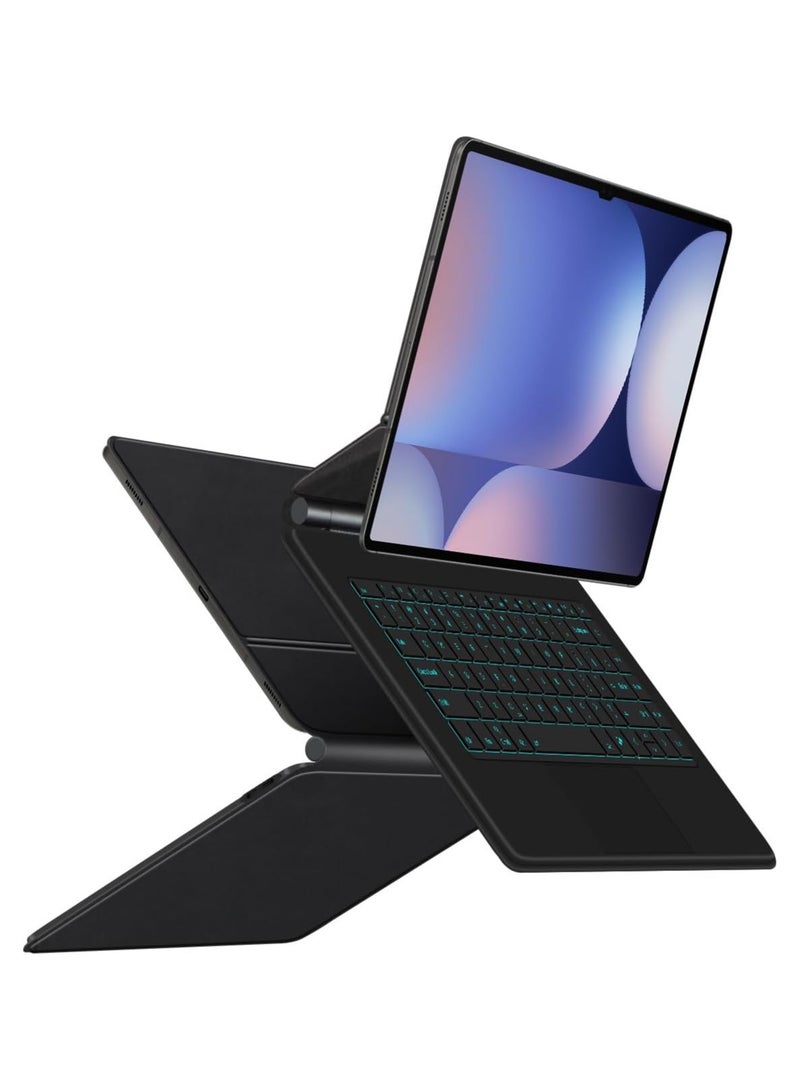 حافظة لوحة مفاتيح ذكية سحرية بلوتوث متوافقة مع جهاز سامسونغ جالاكسي تاب S10 FE بلس 13.1 بوصة 2025 (SM-X620/X626B) مع لوحة تتبع ولوحة مفاتيح مضيئة RGB - Image 1