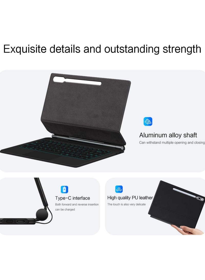 حافظة لوحة مفاتيح ذكية سحرية بلوتوث متوافقة مع جهاز سامسونغ جالاكسي تاب S10 FE بلس 13.1 بوصة 2025 (SM-X620/X626B) مع لوحة تتبع ولوحة مفاتيح مضيئة RGB - Image 3