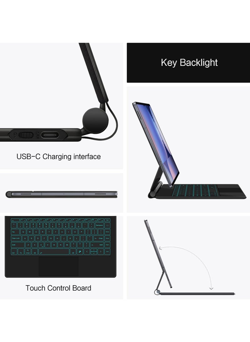 حافظة لوحة مفاتيح ذكية سحرية بلوتوث متوافقة مع جهاز سامسونغ جالاكسي تاب S10 FE بلس 13.1 بوصة 2025 (SM-X620/X626B) مع لوحة تتبع ولوحة مفاتيح مضيئة RGB - Image 2