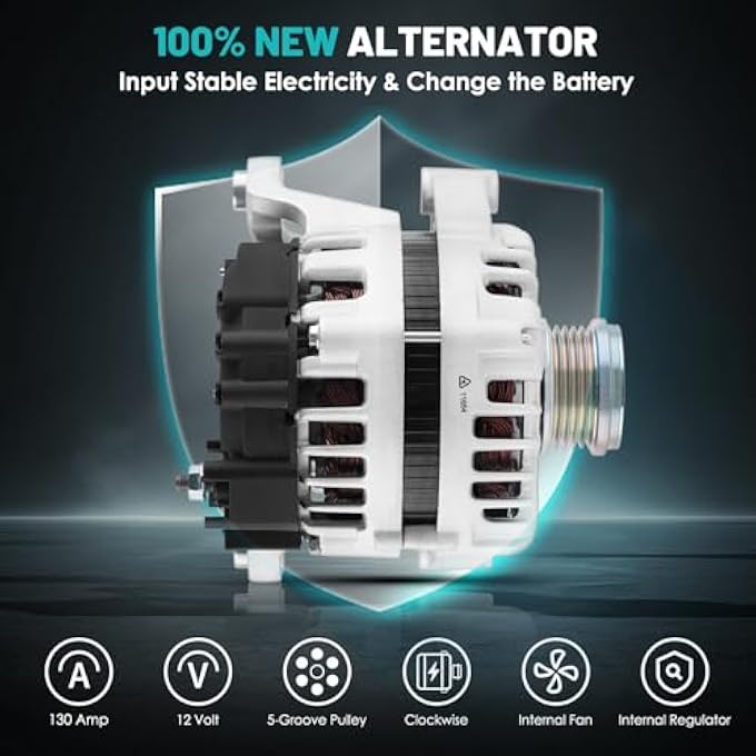 Farrme 11654 Car Alternators 12V 130 Amp, 5-Groove Pulley Fit for Chevrolet Cruze 2012-2015, Cruze Limited 2016 L4 1.4L Automotive Replacement Cruze Alternators 13581891, 13588290, 13597227, 13573791 - Image 3