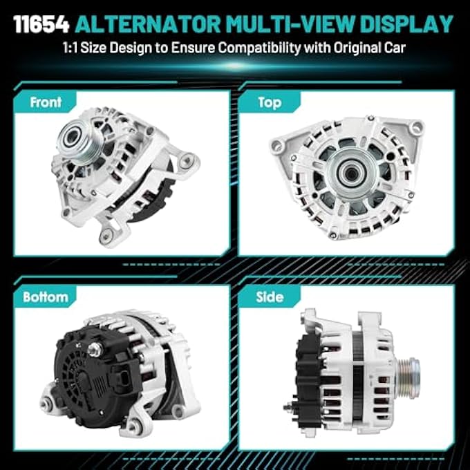 Farrme 11654 Car Alternators 12V 130 Amp, 5-Groove Pulley Fit for Chevrolet Cruze 2012-2015, Cruze Limited 2016 L4 1.4L Automotive Replacement Cruze Alternators 13581891, 13588290, 13597227, 13573791 - Image 4