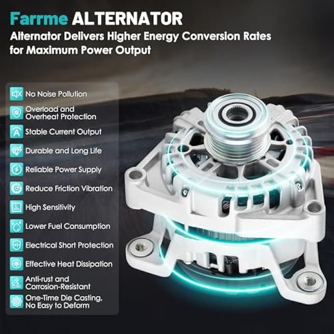 Farrme 11654 Car Alternators 12V 130 Amp, 5-Groove Pulley Fit for Chevrolet Cruze 2012-2015, Cruze Limited 2016 L4 1.4L Automotive Replacement Cruze Alternators 13581891, 13588290, 13597227, 13573791 - Image 5