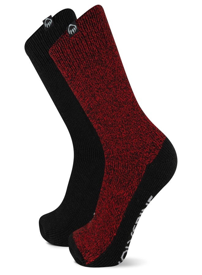 وولفرين جوارب ولفيرين الرجالية الحرارية من نوع ألباين، عبوة من زوجين، لون أحمر متنوع، مقاسات الأحذية الرجالية من 7 إلى 12 - Image 1