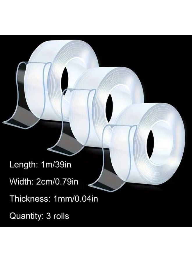 3pcs Double Sided Tape Transparent Mesh Nano Washable Traceless For Home Office Car - Image 1