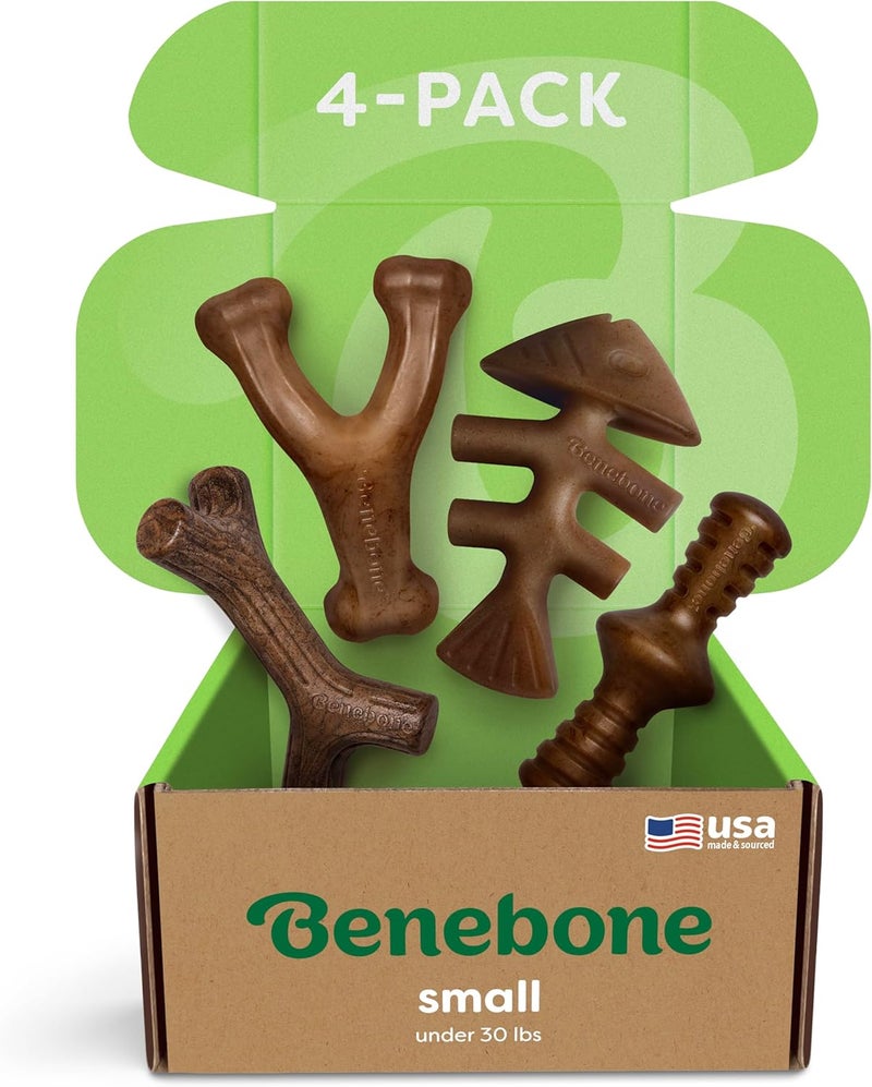 Benebone Small Holiday 4-Pack Dog Chew Toys for Aggressive Chewers, Made in USA, 60lbs and Under - Image 1