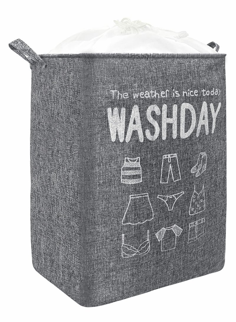 75L Collapsible Laundry Basket, Waterproof With Handles, Large Capacity Quilt Clothes Storage Bag, Dirty Basket For Bedroom(Grey) - Image 1