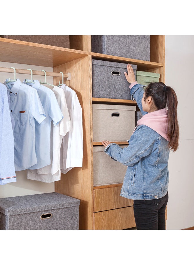 Washing Wardrobe Storage Box Cotton Linen Fabric Finishing Box Quilt Desktop Storage Box Foldable Storage Box - Image 2