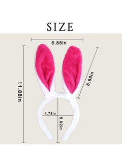 HOXIEYA Cute Bunny Ear Headbands Rabbits Headbands Holiday Party Gift Party Decoration Supplies Hair Hoop For Women Girls Headwear For Cosplay Hair Accessory (Rose)  - Image 3