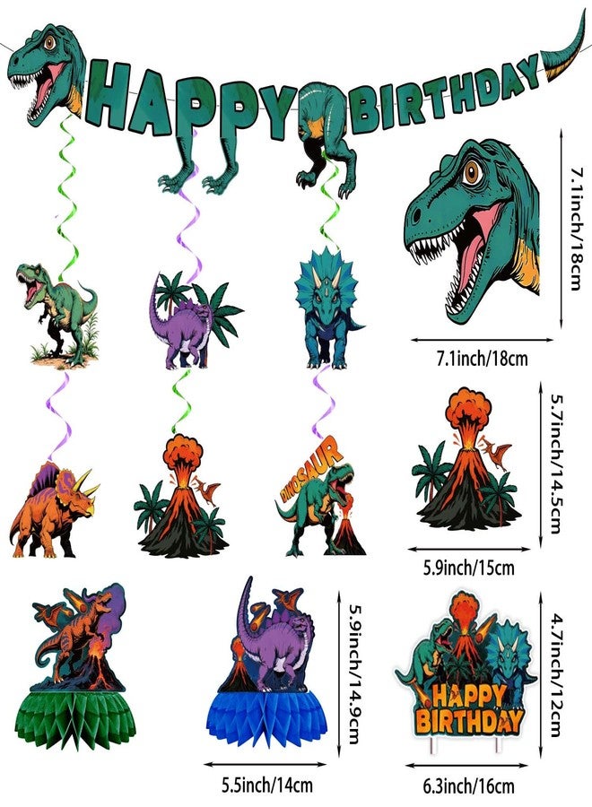 ANTFULCNl 185PCS Dinosaur Birthday Party Decorations, Dinosaur Party Supplies Plates and Napkins Set, Dino Tableware, Banner, Hanging Swirls, Tablecloth, Cake Cupcake Topper, Ballons Cutlery Sets - Image 4
