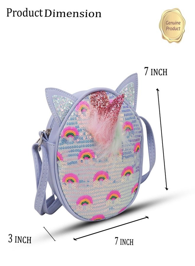 ADSON Rainbow Ear Unicorn Fix Sequins Laser Holographic Self Quilted Crossbody Bag Sling Cute Shoulder Bag Purse Handbag Cute Tote Girl Messenger Child Tote Wallet For kids (Multi Colour Unicorn) - Image 5