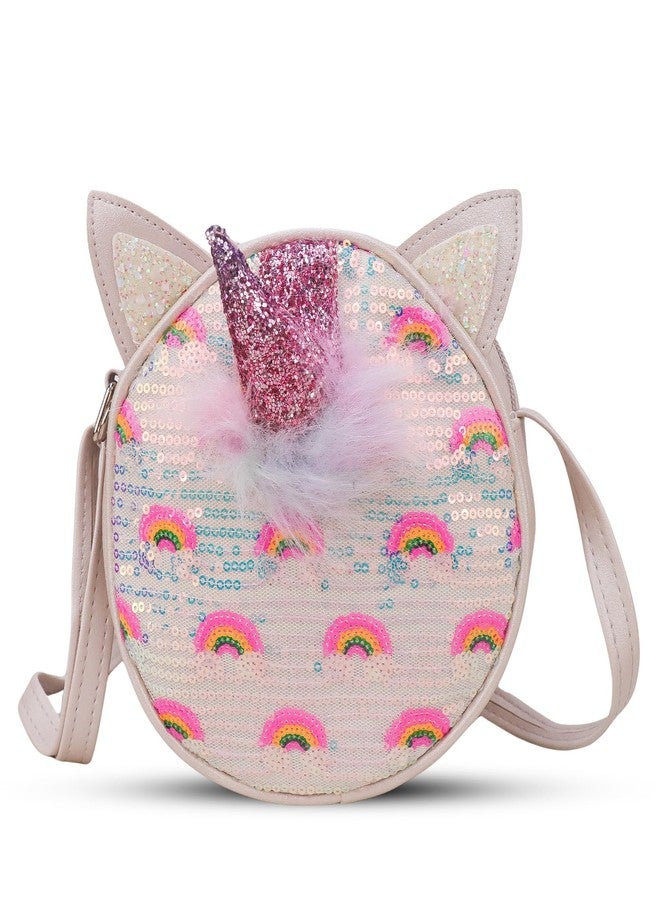 ADSON Rainbow Ear Unicorn Fix Sequins Laser Holographic Self Quilted Crossbody Bag Sling Cute Shoulder Bag Purse Handbag Cute Tote Girl Messenger Child Tote Wallet For kids (Multi Colour Unicorn) - Image 1