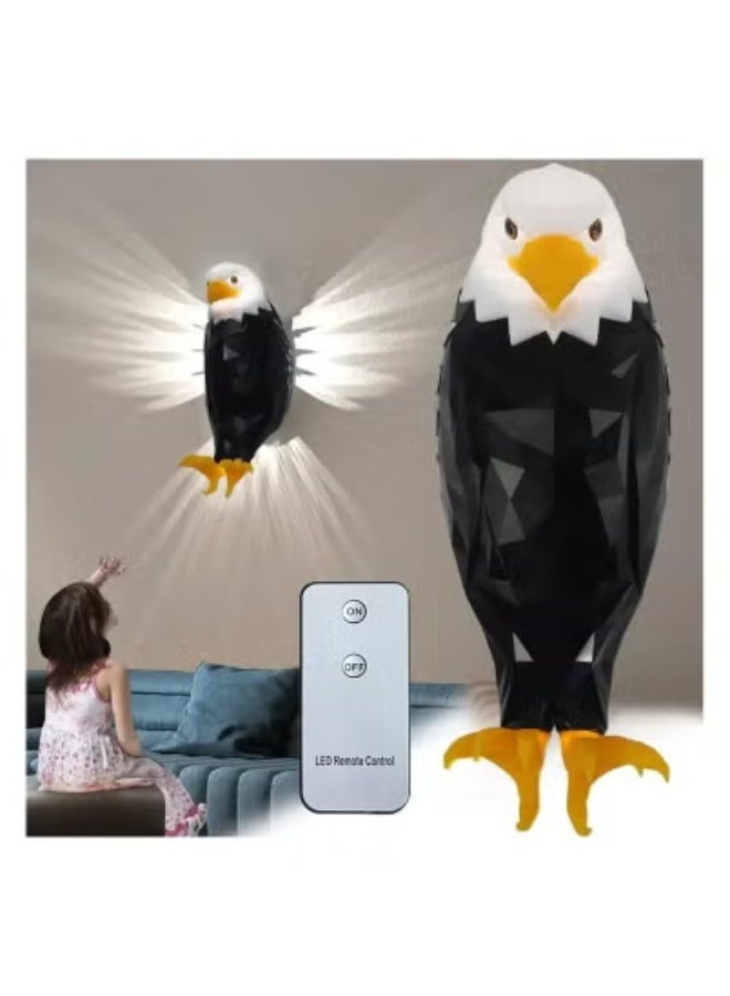 جاجيك 3D Bald Eagle Wall Night Light – Realistic Wing-Spread LED Wall Lamp with Soothing Glow – USB Powered Decorative Light Fixture for Bedroom, Living Room, Study, or Office – Unique Wildlife-Themed Home Décor Accent for Nature & Animal Lovers  - Image 1