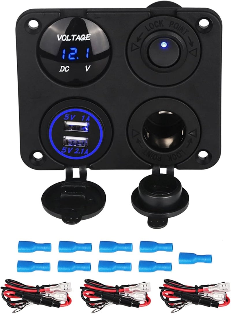 Wivplex 4 Hole Panel Dual USB Charger with Voltmeter - Image 1