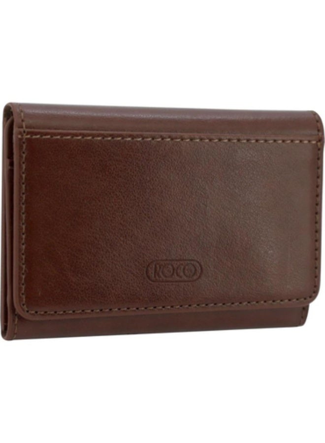 ROCO Casual Tri-fold Wallet with Mag Safe PU Material Brown - Image 1