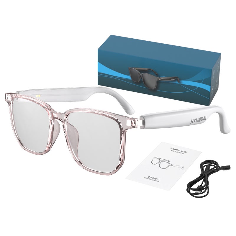 HYUNDAI modern HY-C8 intelligent AI translation glasses headset simultaneous interpretation of 75 languages real-time conference notes Hy-c8 pro [white ai translated edition]