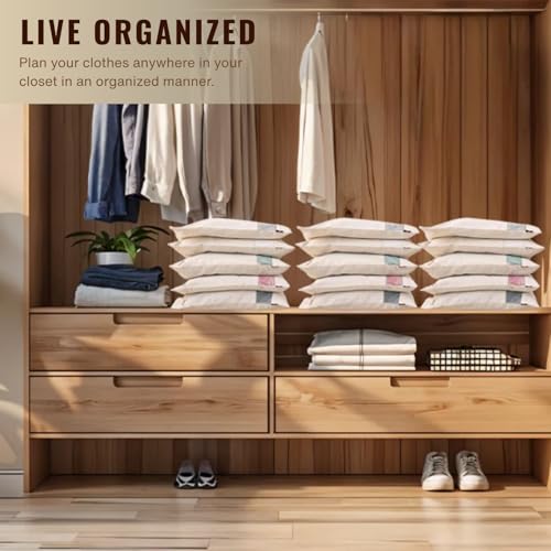 Solitude Pack of 6 Cotton Saree Covers for Storage | Saree Bags with Zipper 16x14 Inches | Cloth Bag for Wardrobe Storage Organizer with Transparent Mesh Window Saree Organiser (Beige) - Image 5
