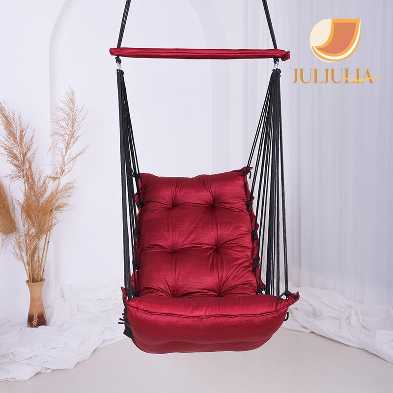 JULJULIA أرجوحة للشرفة - جولا مميزة للبالغين للمنزل، جولا آمنة للأطفال، كرسي معلق للشرفة الداخلية، تصميم متين ومريح، سهولة التركيب والصيانة - JJ_Low-MARUN - Image 4
