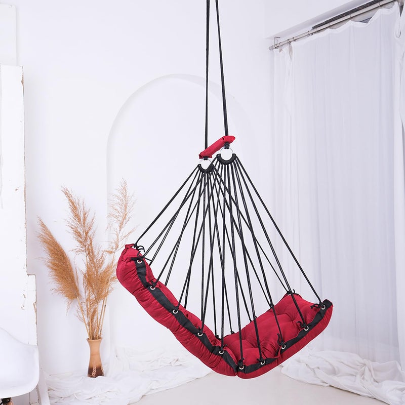 JULJULIA أرجوحة للشرفة - جولا مميزة للبالغين للمنزل، جولا آمنة للأطفال، كرسي معلق للشرفة الداخلية، تصميم متين ومريح، سهولة التركيب والصيانة - JJ_Low-MARUN - Image 3