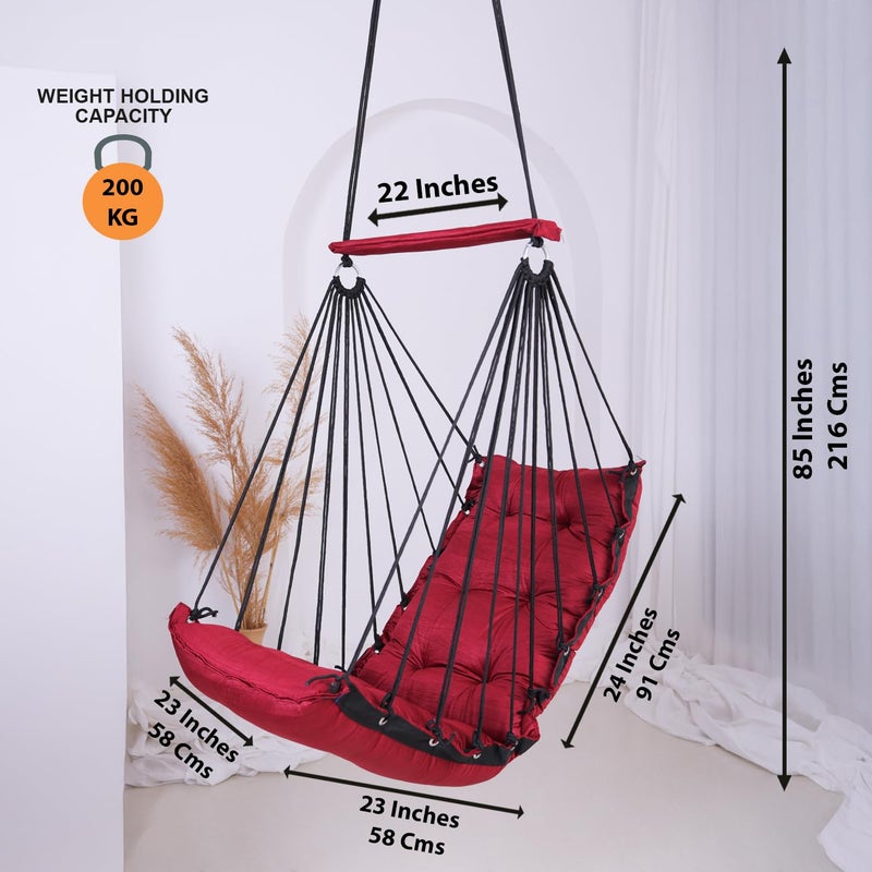 JULJULIA أرجوحة للشرفة - جولا مميزة للبالغين للمنزل، جولا آمنة للأطفال، كرسي معلق للشرفة الداخلية، تصميم متين ومريح، سهولة التركيب والصيانة - JJ_Low-MARUN - Image 2