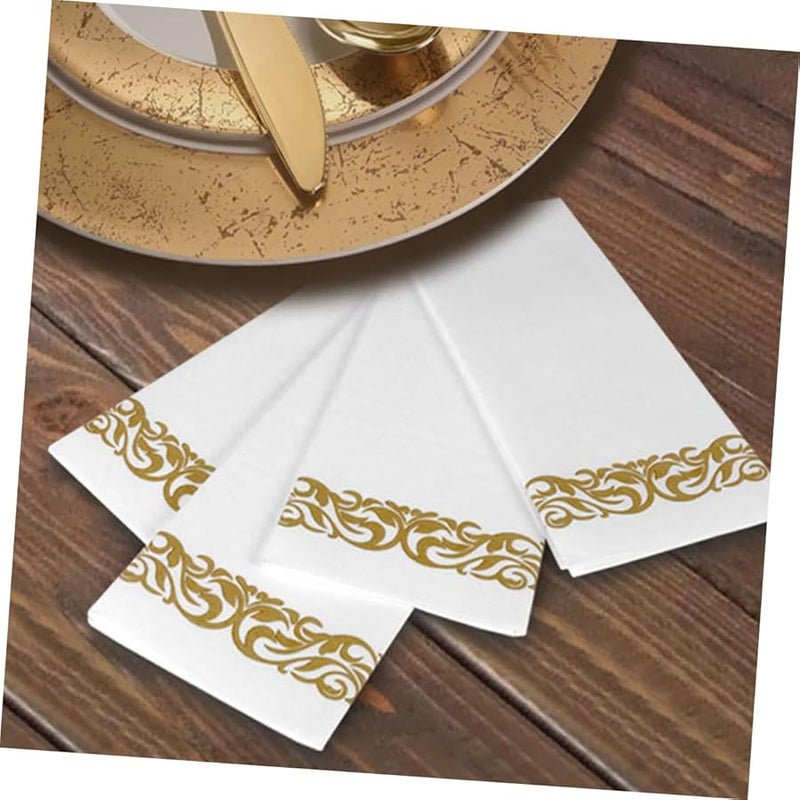 Valiclud 25 قطعة مناديل ذهبية قابلة للاستعمال مرة واحدة أنيقة لتزيين طاولات حفلات الزفاف - Image 4