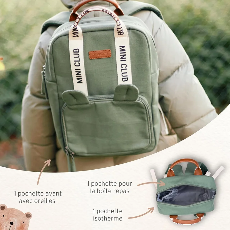 CHILDHOME Childhome Kid's Canvas Mini Club Backpack in Green