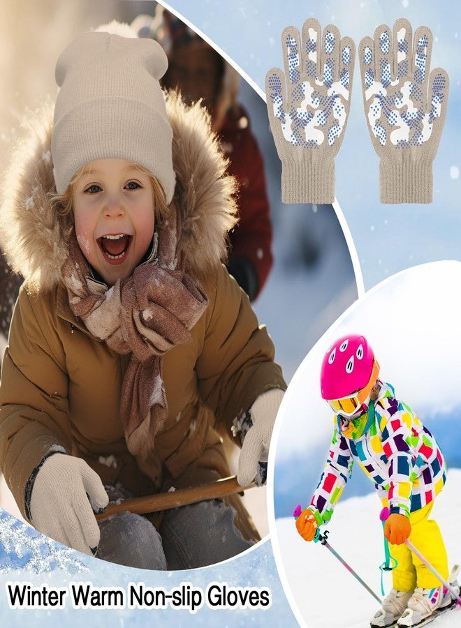جاجيلي مجموعة جاغلي المكونة من 12 قطعة من قبعات وقفازات الشتاء للأطفال، قبعات صوفية دافئة مانعة للانزلاق، مناسبة للأولاد والبنات من سن 5 إلى 10 سنوات (6 ألوان زاهية). - Image 4
