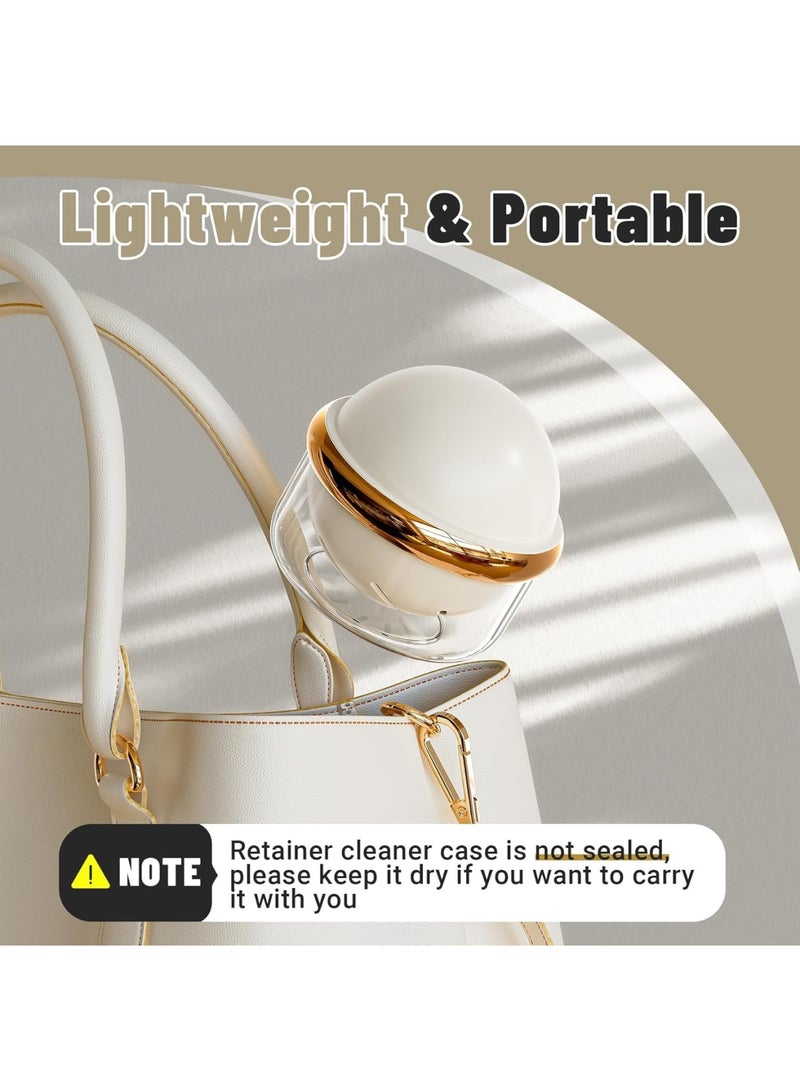 Luckam Denture Case Retainer Cleaner Case, Portable Retainer Case for Travel, Denture Bath Case with Strainer Basket, Denture Cups for Soaking Dentures, Clear Braces, Mouth Guard & Retainers - White - Image 5