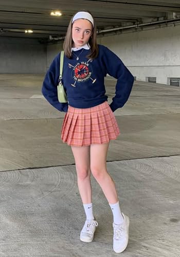 DAZCOS US Size Plaid Skirt for Women with Shorts Casual High Waist Pleated Mini Skater Skirts - Image 3