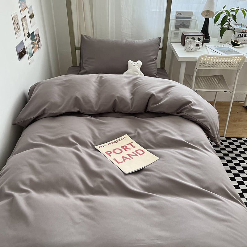 Washed Sanding Sheets Four-Piece Student Dormitory Sanding Quilt Cover Three-Piece Bedding - Image 4
