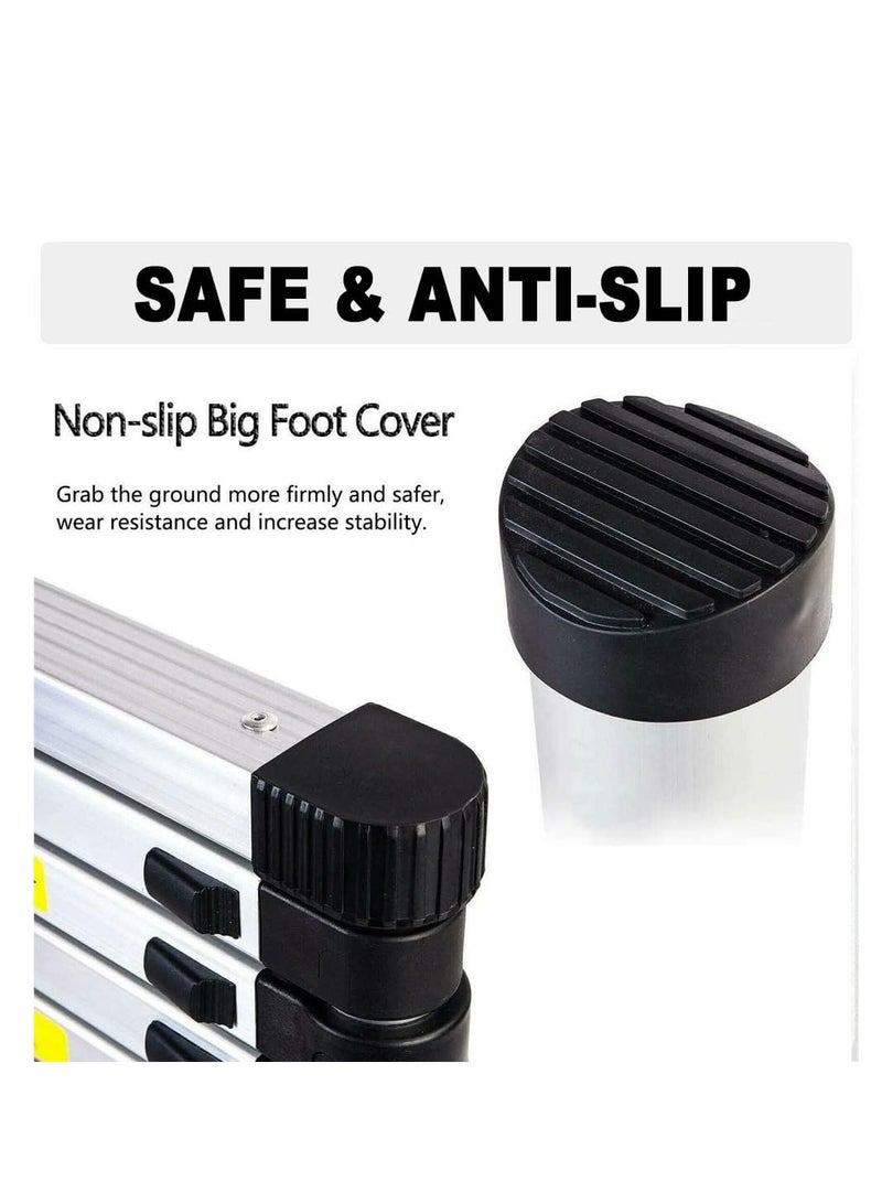 سلم تلسكوبي 3.8 متر - سلم تلسكوبي من الألومنيوم - سلم قابل للتمديد - غير قابل للانزلاق - سهل الحمل - معتمد وفقًا لمعايير EN131 - أقصى تحميل 150 كجم - Image 4