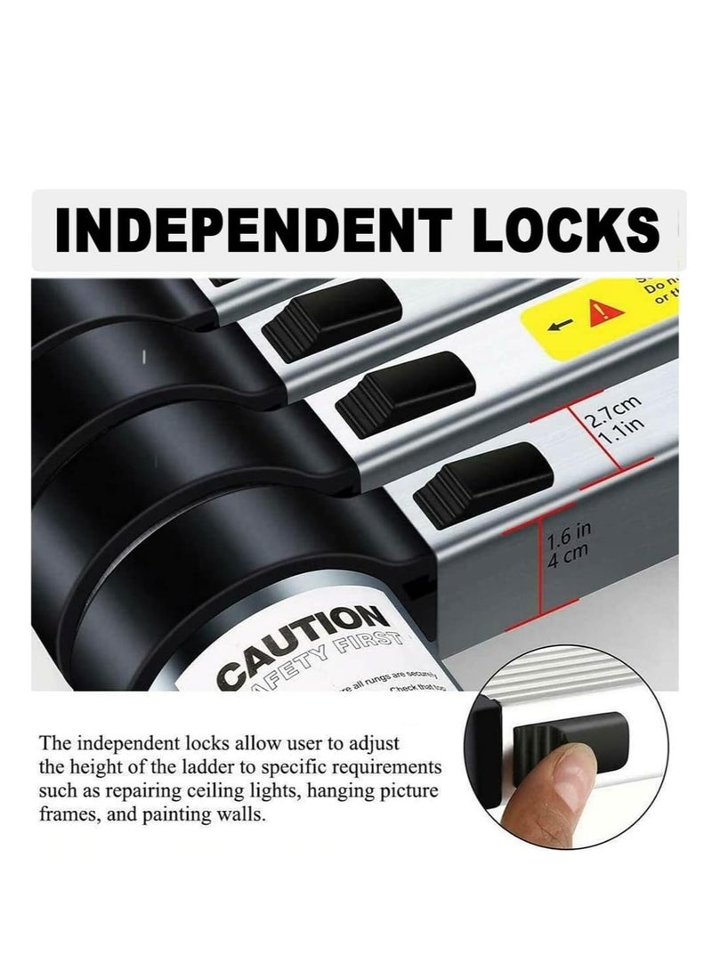 سلم تلسكوبي 3.8 متر - سلم تلسكوبي من الألومنيوم - سلم قابل للتمديد - غير قابل للانزلاق - سهل الحمل - معتمد وفقًا لمعايير EN131 - أقصى تحميل 150 كجم - Image 5