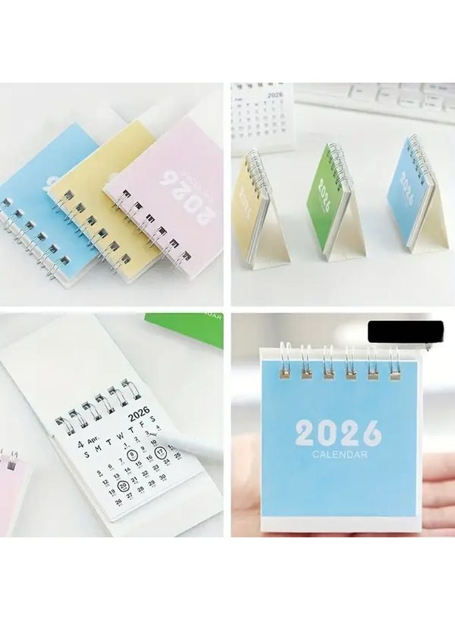 2025 2026 مجموعة تقويم مكتبي 4 قطع منظم شهري مفكرة ألوان عشوائية - Image 3