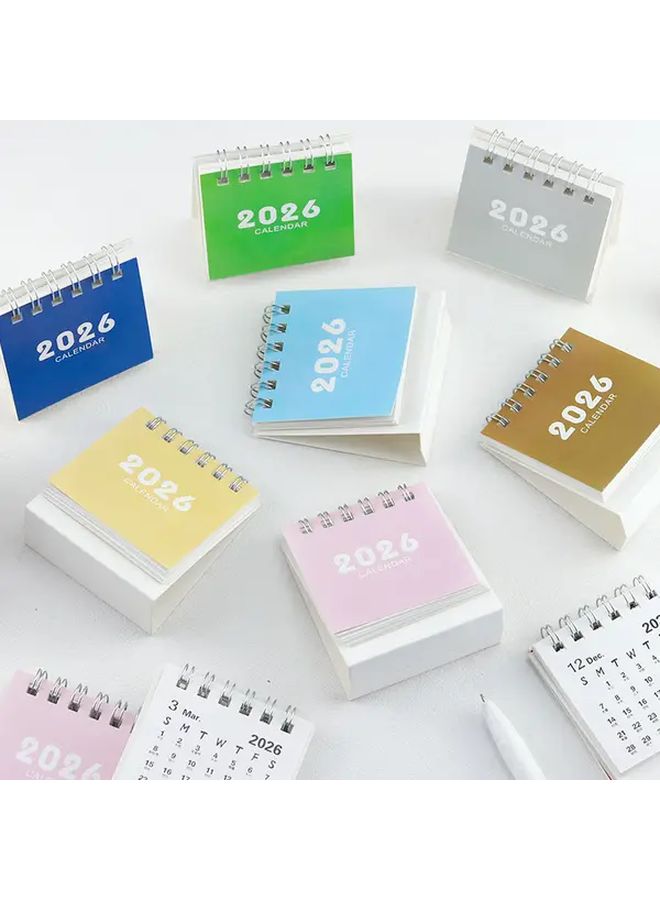 2025 2026 مجموعة تقويم مكتبي 4 قطع منظم شهري مفكرة ألوان عشوائية - Image 4